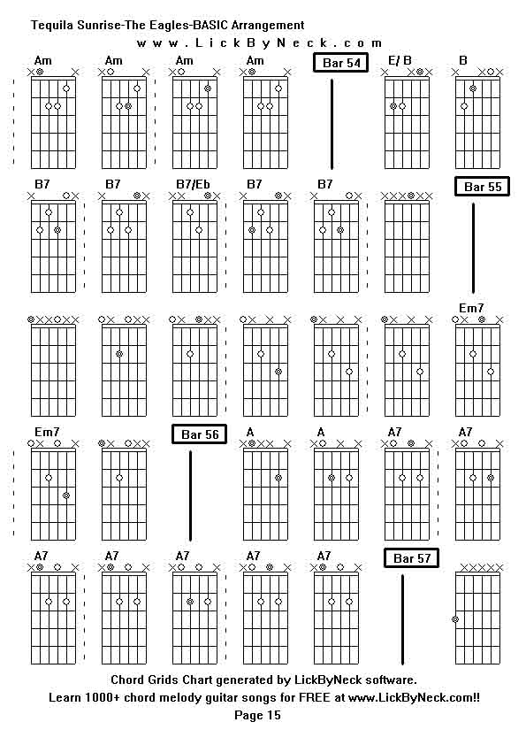 Chord Grids Chart of chord melody fingerstyle guitar song-Tequila Sunrise-The Eagles-BASIC Arrangement,generated by LickByNeck software.